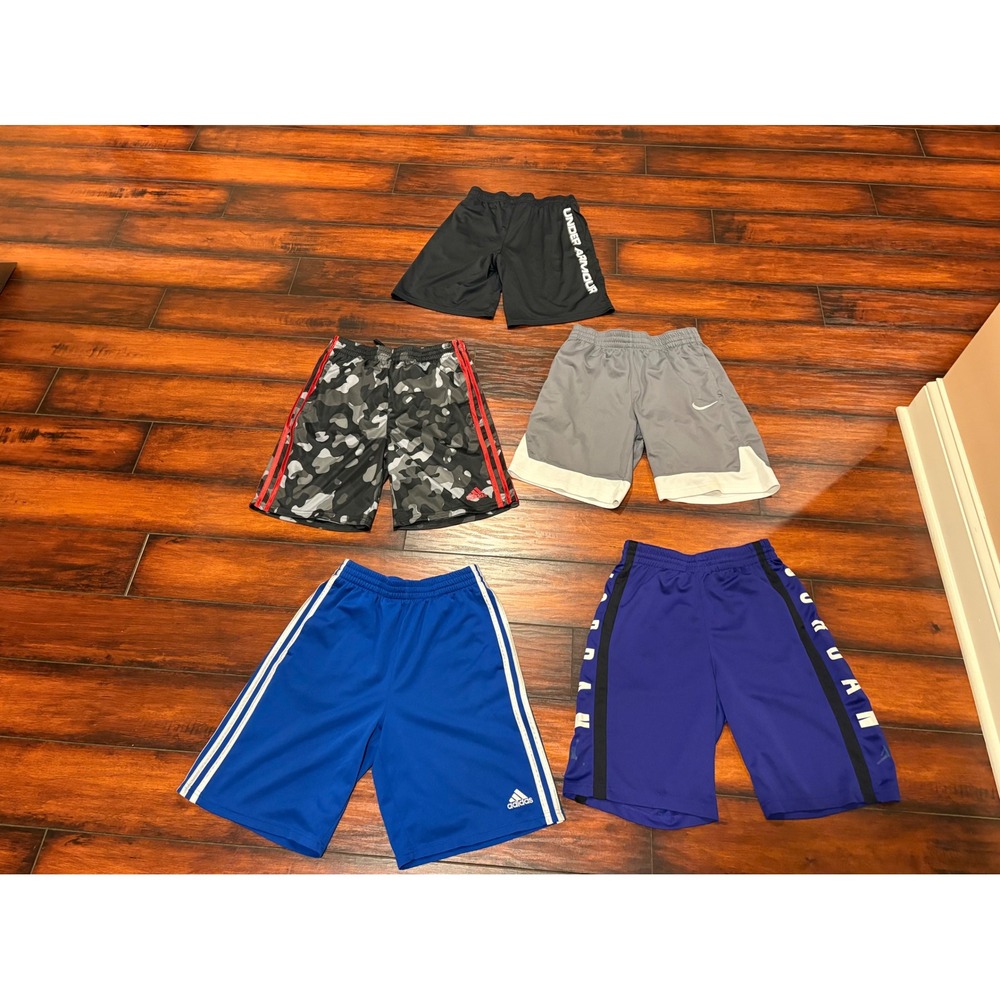 Boys Athletic Shorts Lot 5 Adidas Nike Jordan Under Armour Size Large 14-16